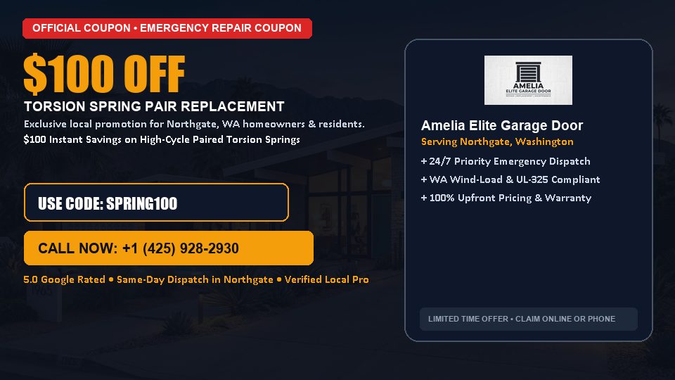 Amelia Elite Garage Door $100 OFF Dual Torsion Spring Replacement
