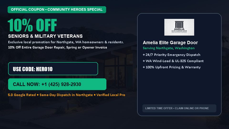 Amelia Elite Garage Door 10% OFF Seniors & Military Veterans